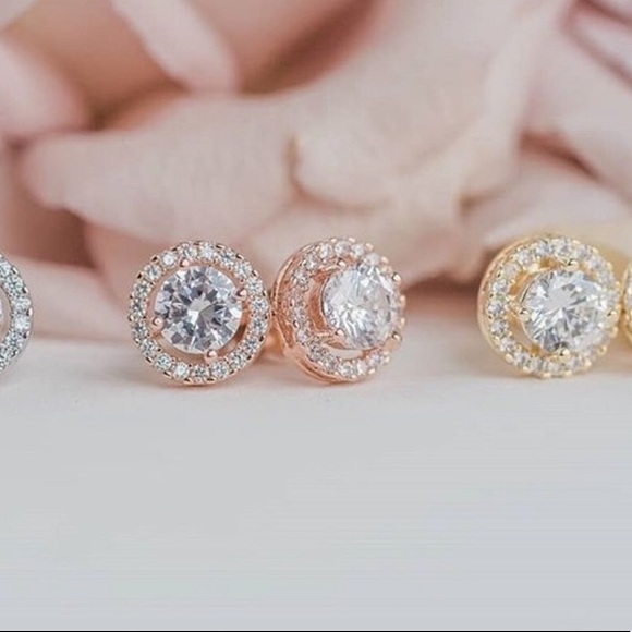 Diamond CZ Studs | 18K Yellow Gold - Picture 8 of 12